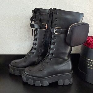 Black Lace-Up Combat Boots